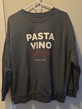Old Navy Charcoal Gray 'PASTA VINO Amore' Crewneck Sweatshirt